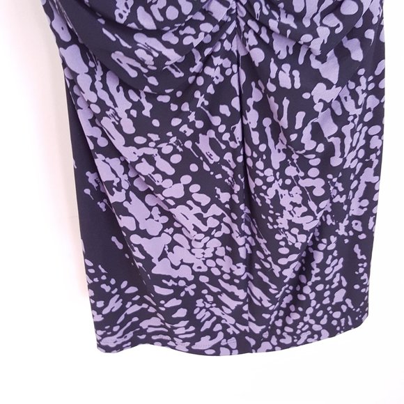 2/$20 Drape Neck Sheath Dress Black Purple 8 Petite, Abstract Print - Picture 13 of 16